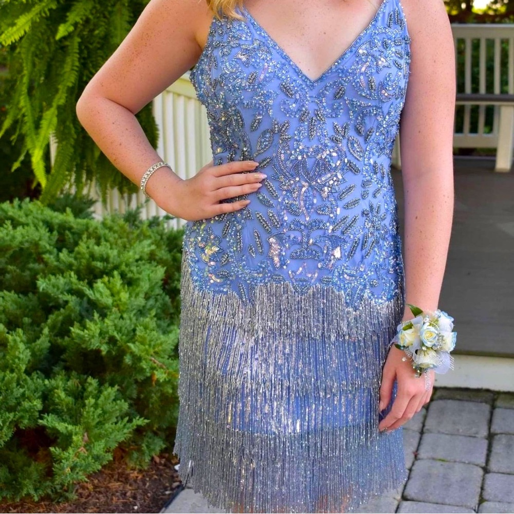 Sherri Hill 53051 Periwinkle Formal Short Dress Size 14